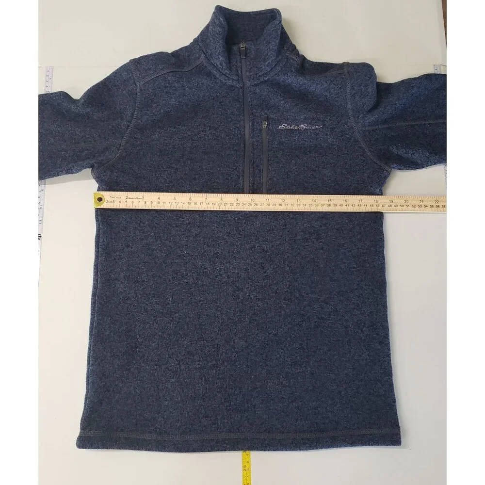 Eddie Bauer Mens Blue 1/4 Zip‎ Pullover Fleece Sweater Size S Outdoor Layering